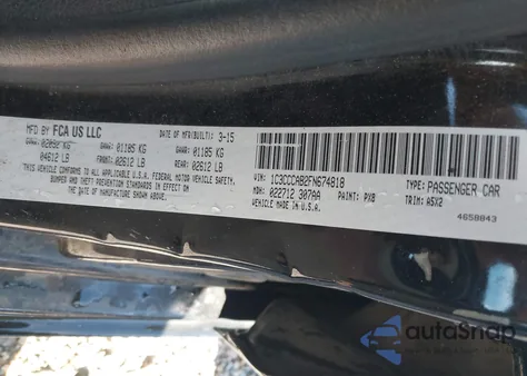 2015 Chrysler 200 Limited from USA, damaged, VIN 1C3CCCAB2FN674818
